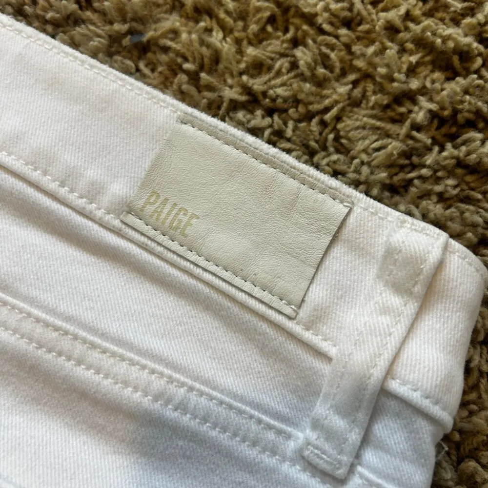 PAIGE Brigitte Raw Hem Cuff Jeans Pants in White Woman's Size 28 - Image 6