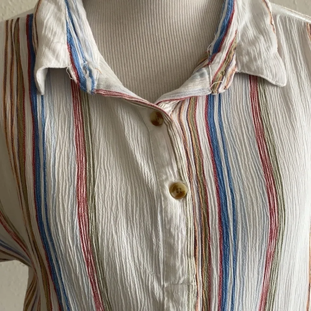 Thread & Supply Multicolor Stripe Twist Front Blouse | Carnival Size L - Image 3
