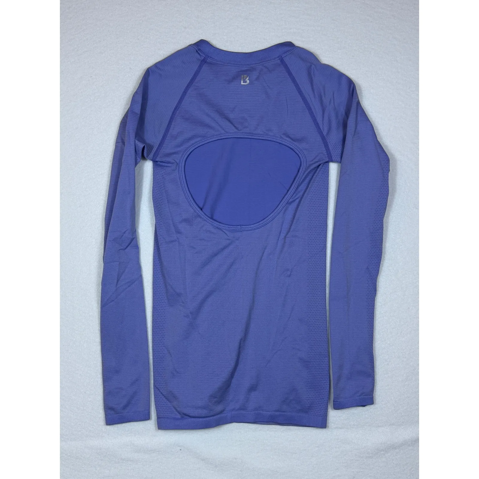 BuffBunny Collection Purple Long Sleeve cut out back Top Thumbholes Women Small - Image 6