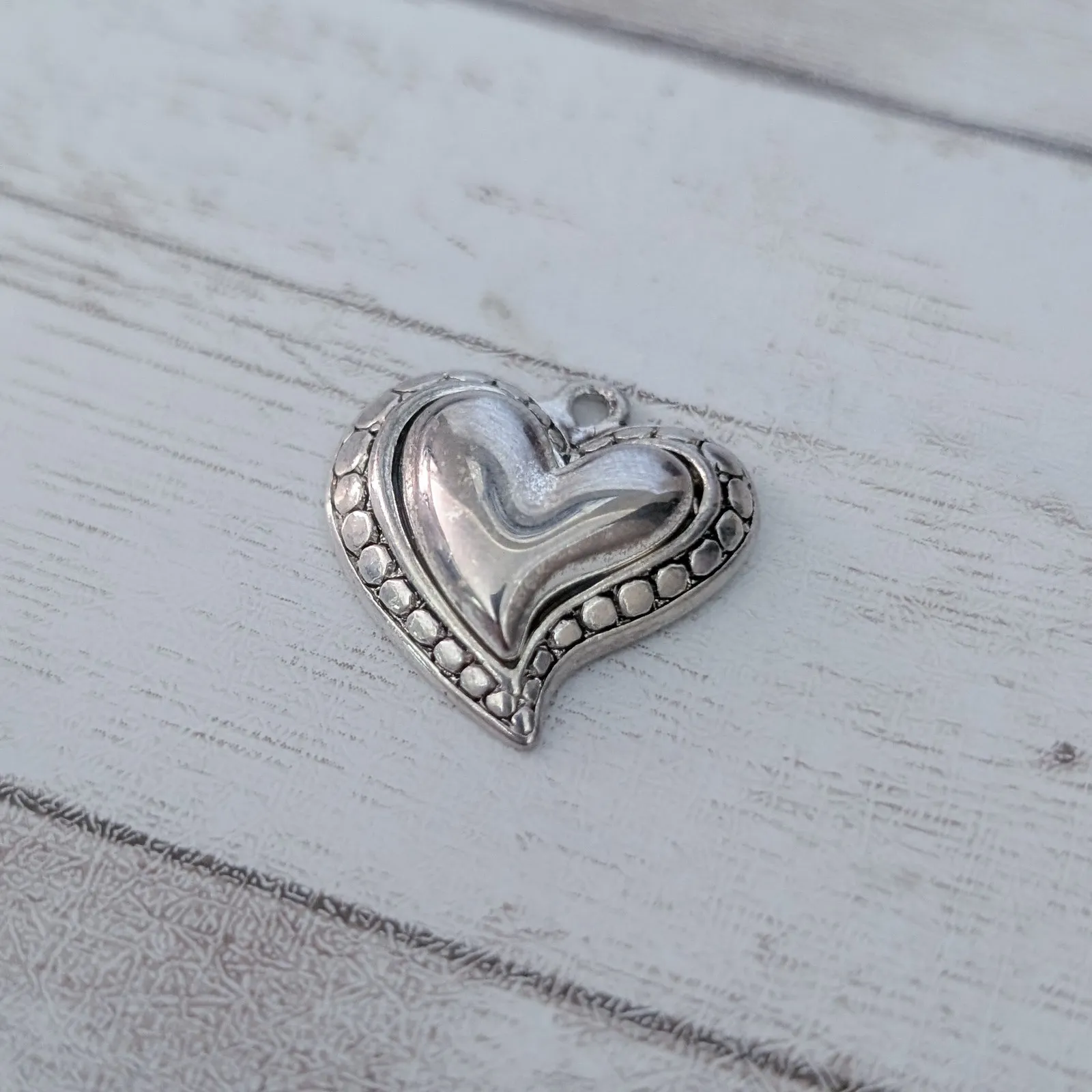 Vintage Pendant Silver Tone Heart Shape - Image 2
