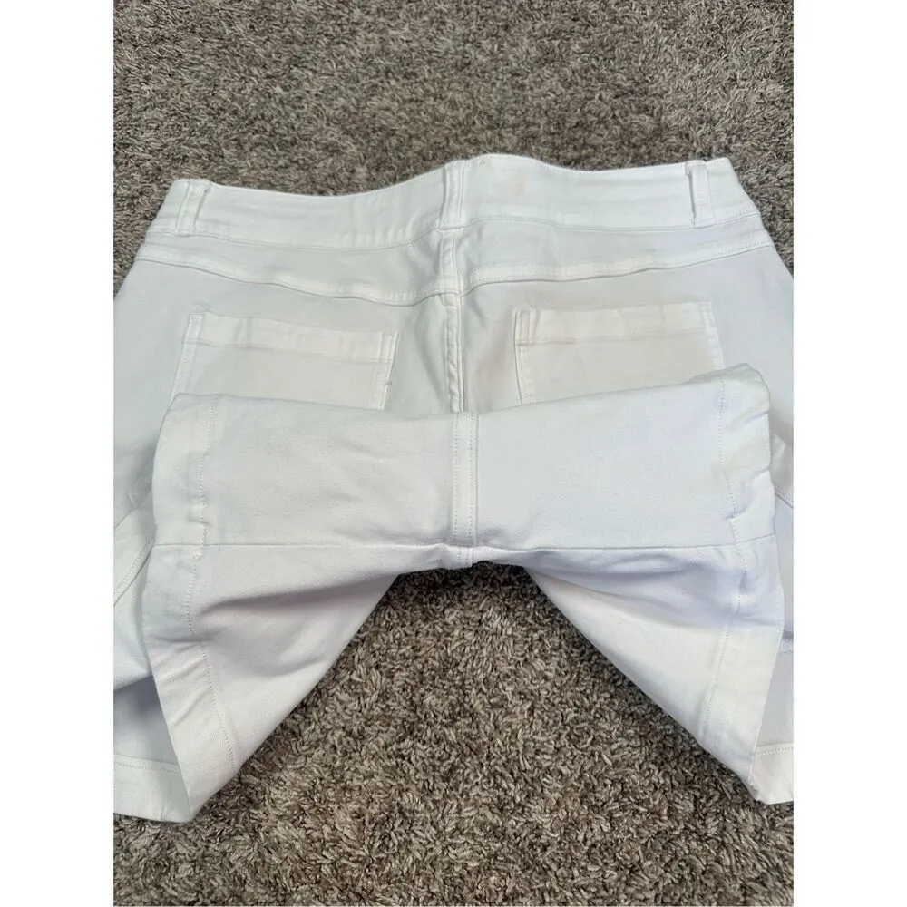 spanx women’s size large Stretch Twill Shorts, 6" pure white pull on slimming - Image 7