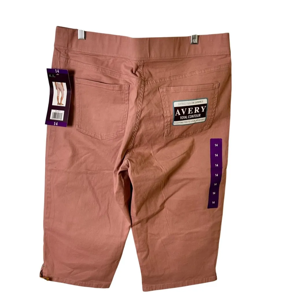 Gloria Vanderbilt Size 14 Total Contour Cropped Pants Stretch Cotton Blend Pink - Image 3