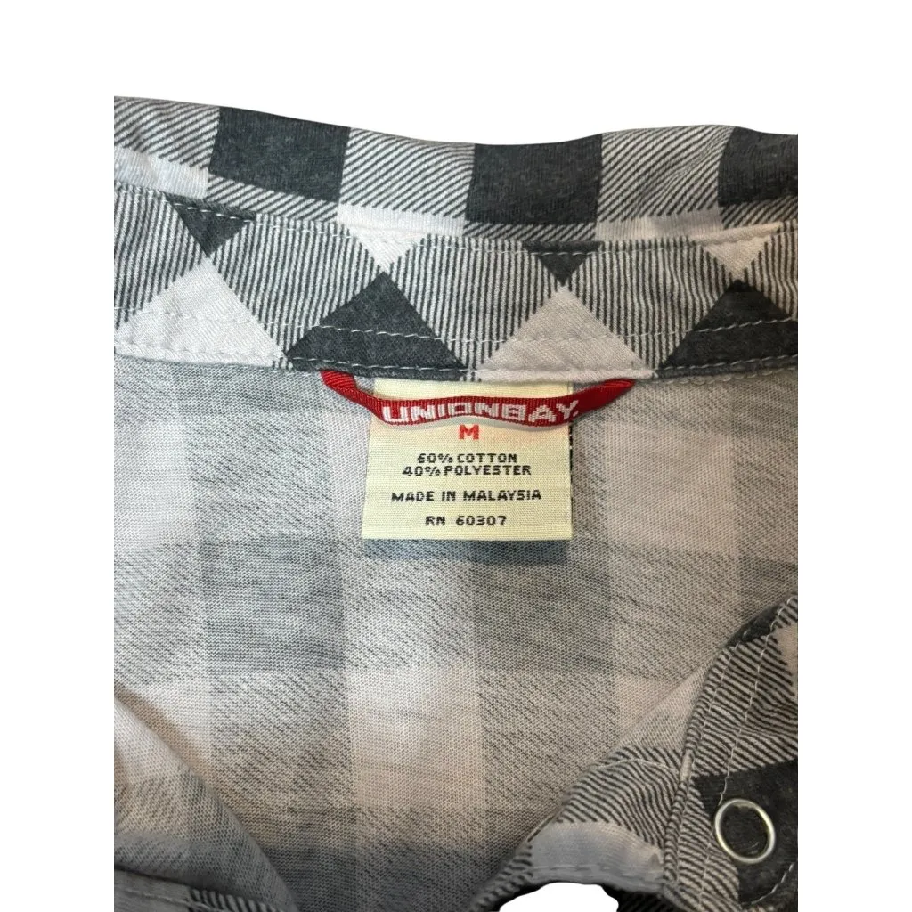 UnionBay Women's Gray & Black Plaid Buttoned Top - Image 4