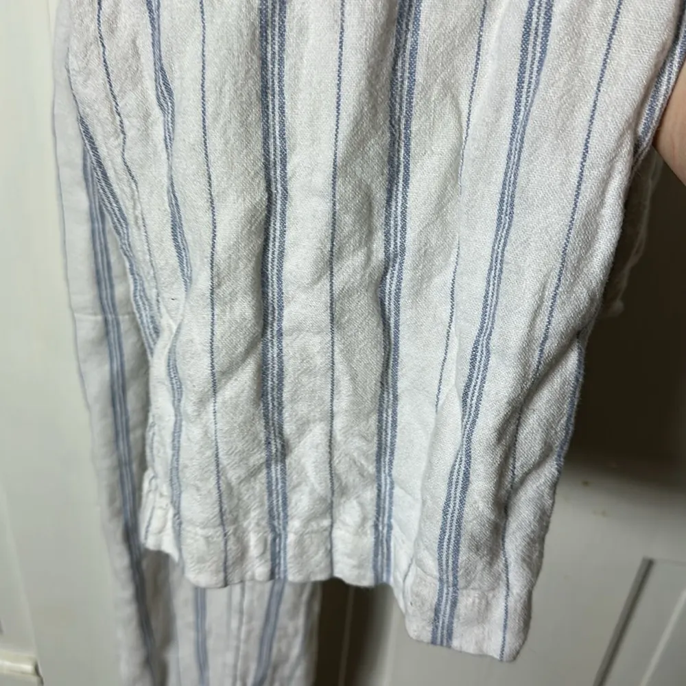 Abercrombie and Fitch White and Blue Striped Jumpsuit lined size Xsmall - Image 4