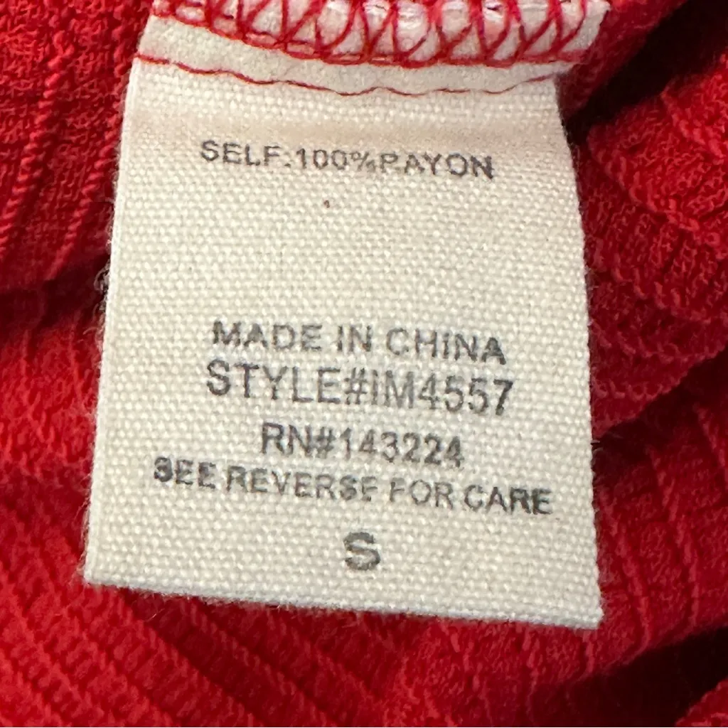 American Threads Lace Up Top Womens S Red Smocked Ruffle Boho Indie Festival - Image 5