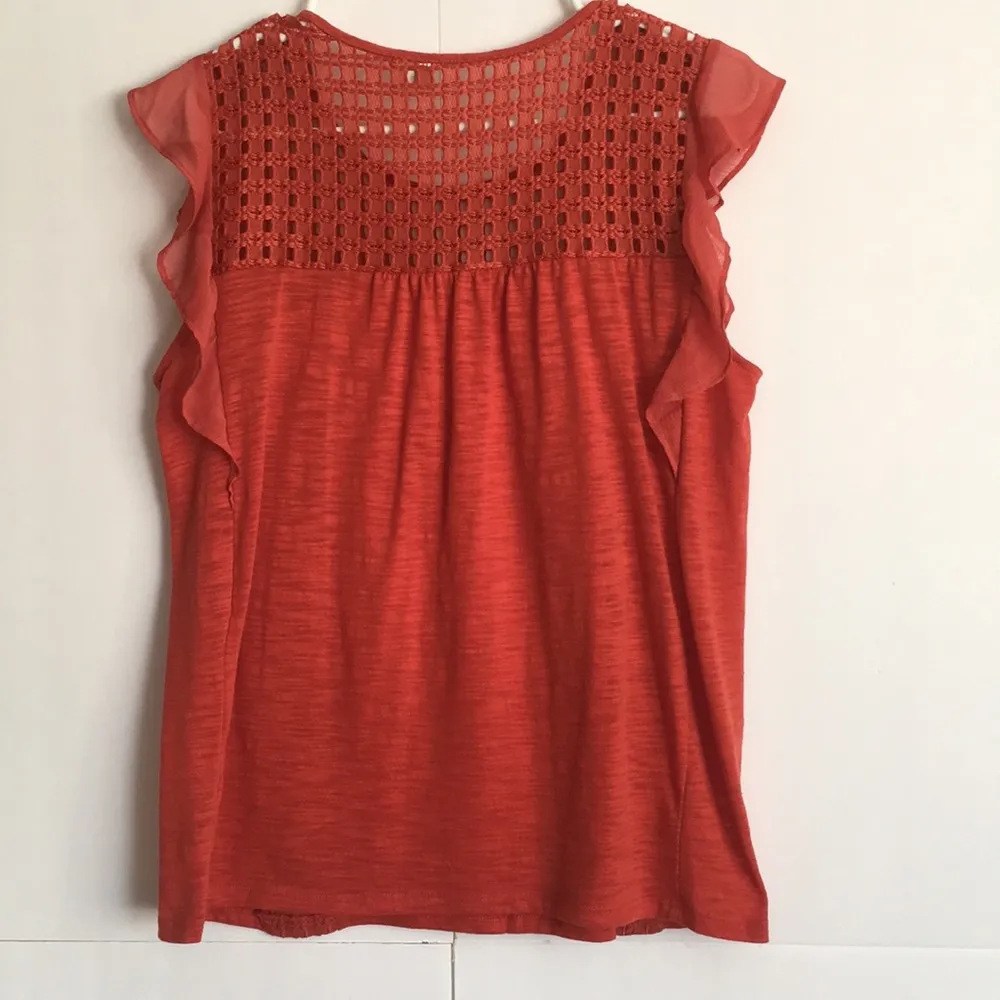 2/$15 Flutter Sleeve Top Women’s Size M Orange Size M - Image 3