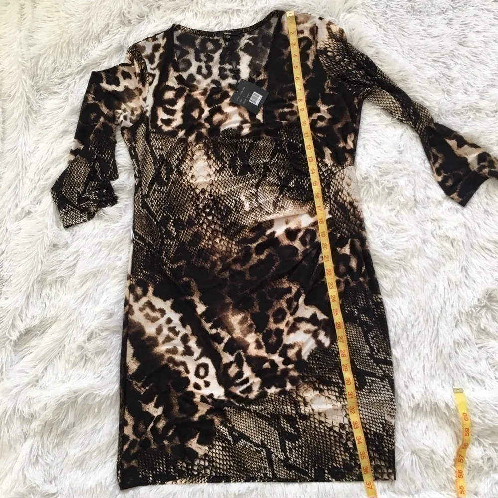 MILANO snake skin print pattern long sleeve Sheath dress brown/black size Large - Image 11