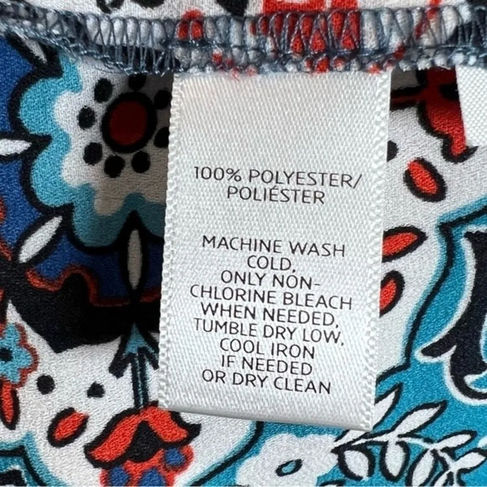 Ann Taylor Loft blue aqua print boho top size medium - Image 7