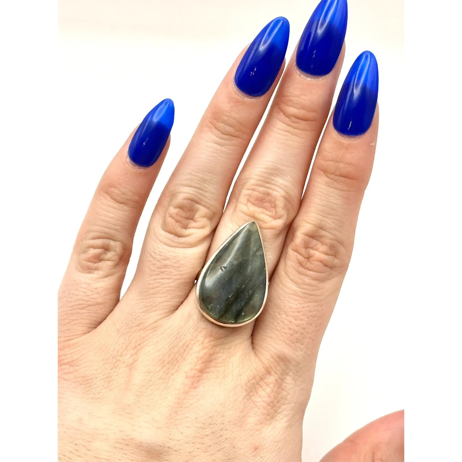 Labradorite Sterling Silver Statement Ring Size 8.25 - Image 11