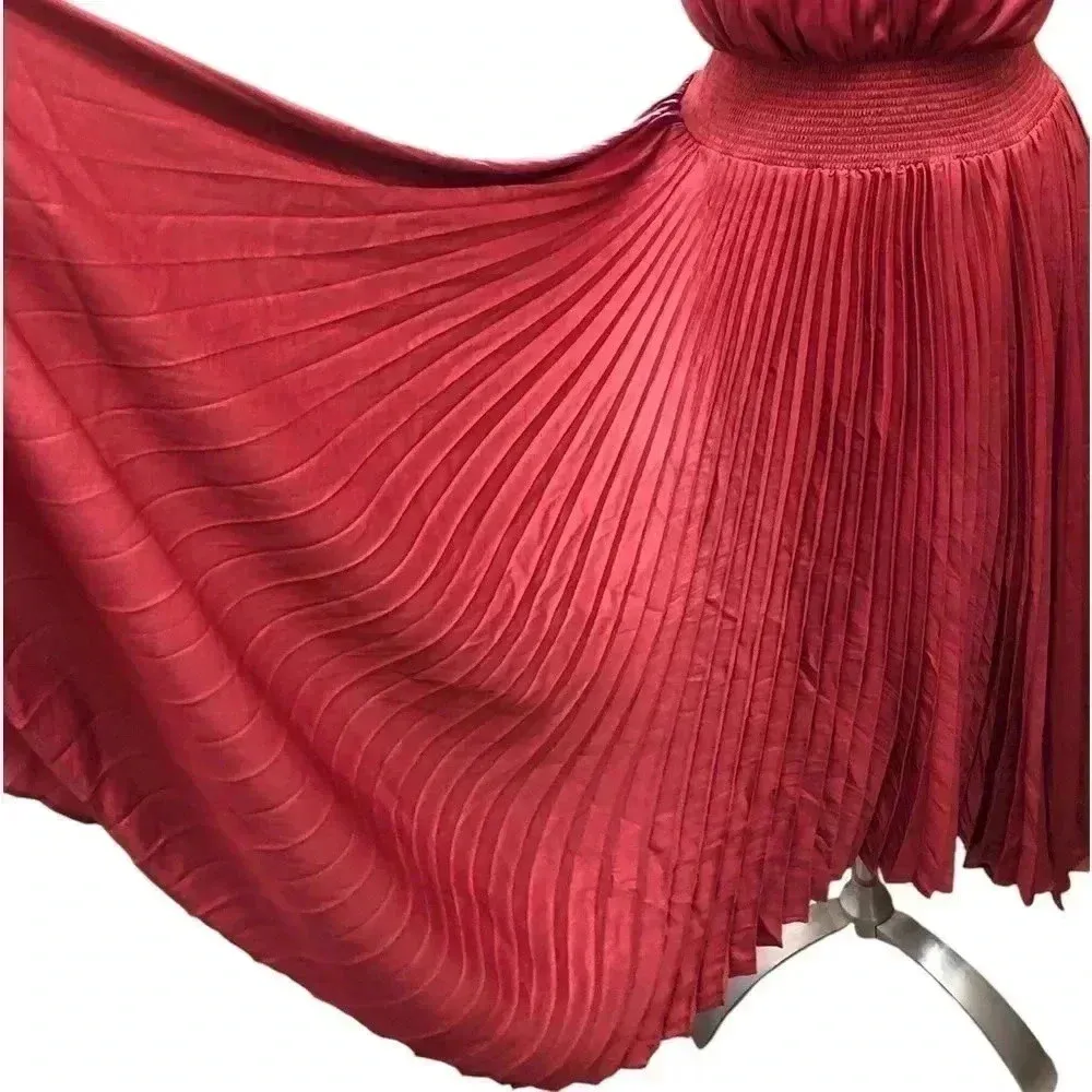 Elie Tahari Pleated Midi Dress Highland Rose - Image 4