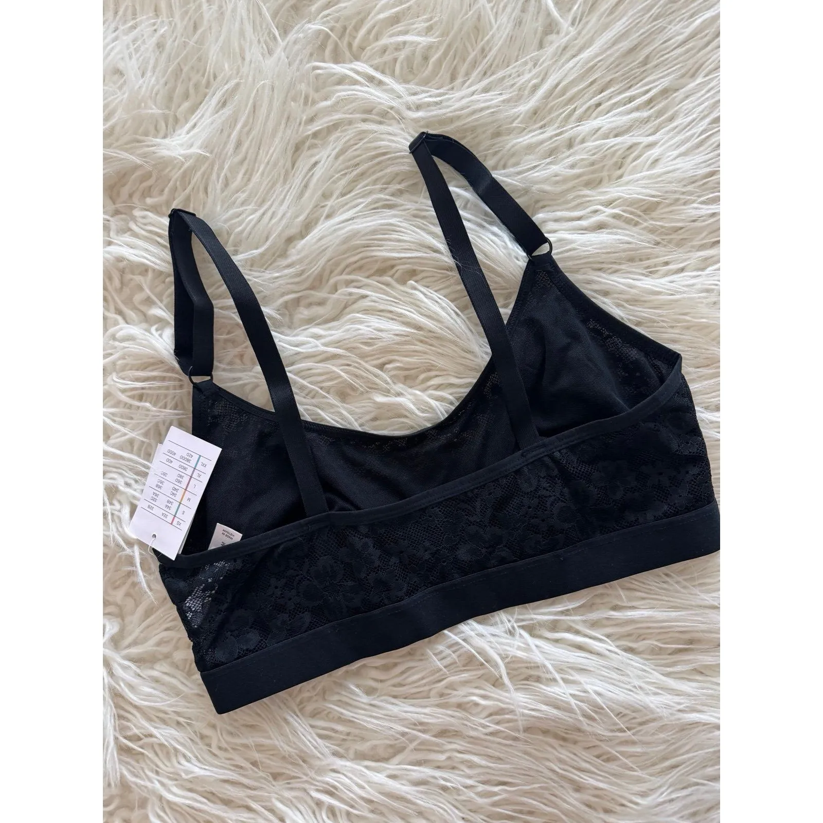 Auden Lace Lightly Lined Scoop Neck Bralette Black Size Medium - Image 6