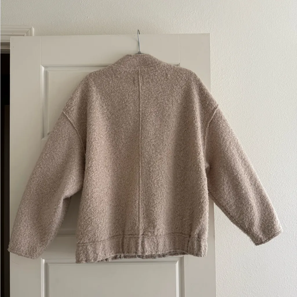 Women’s ZARA Zip-Up Tan Sherpa Jacket - Image 3