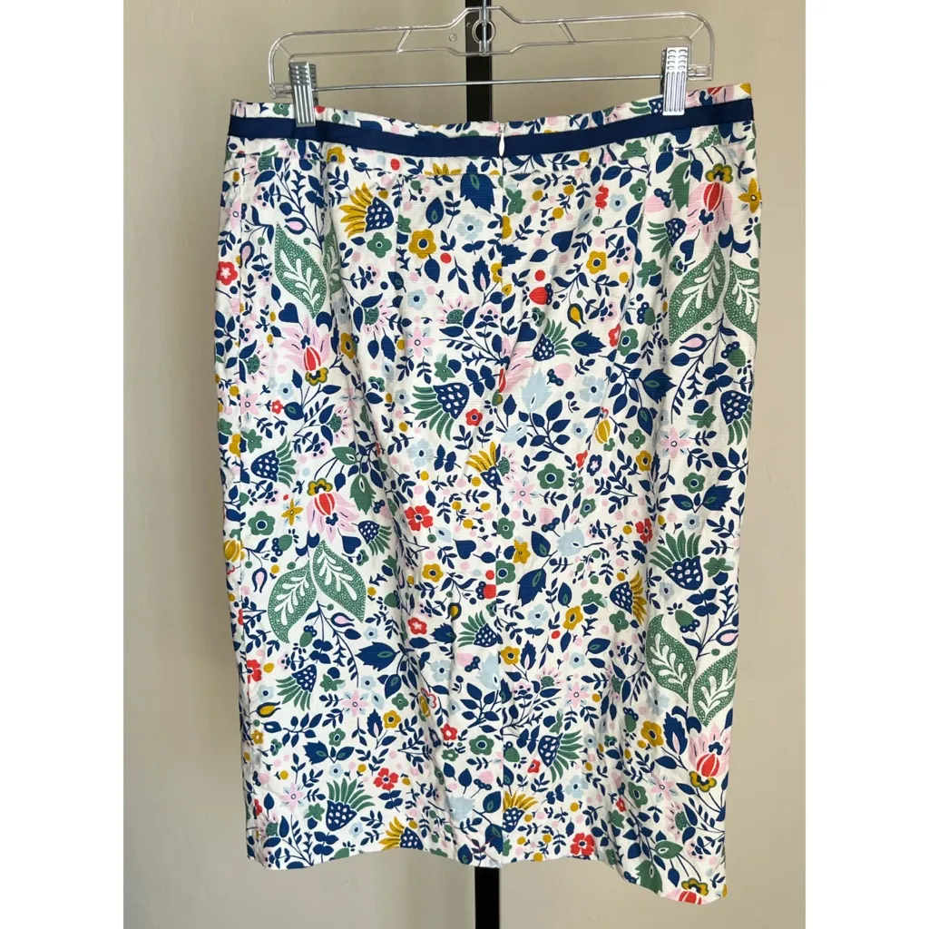 Boden Multicolor Floral Pencil Skirt 12 Long White - Image 2
