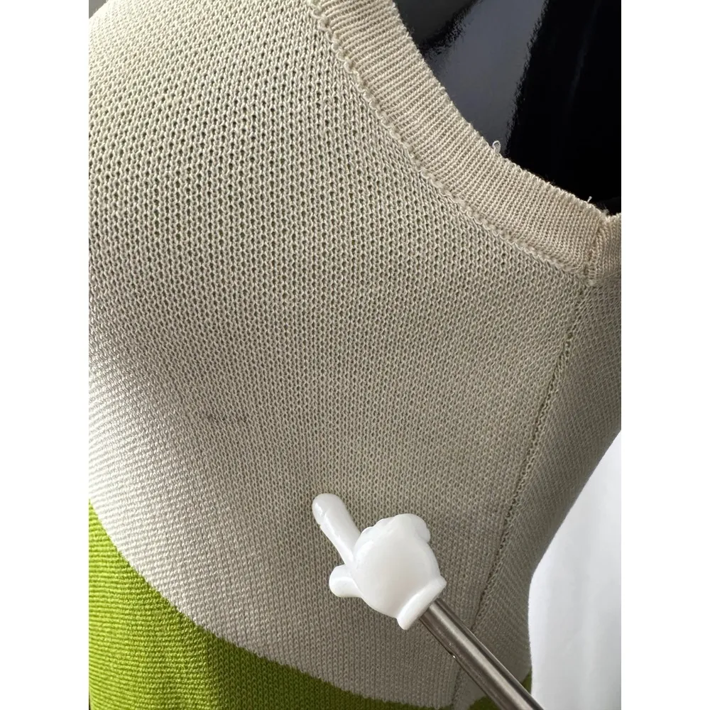 Knit Dress Bodycon Striped Sleeveless Party Cocktail Dress Green Black small siz - Image 6