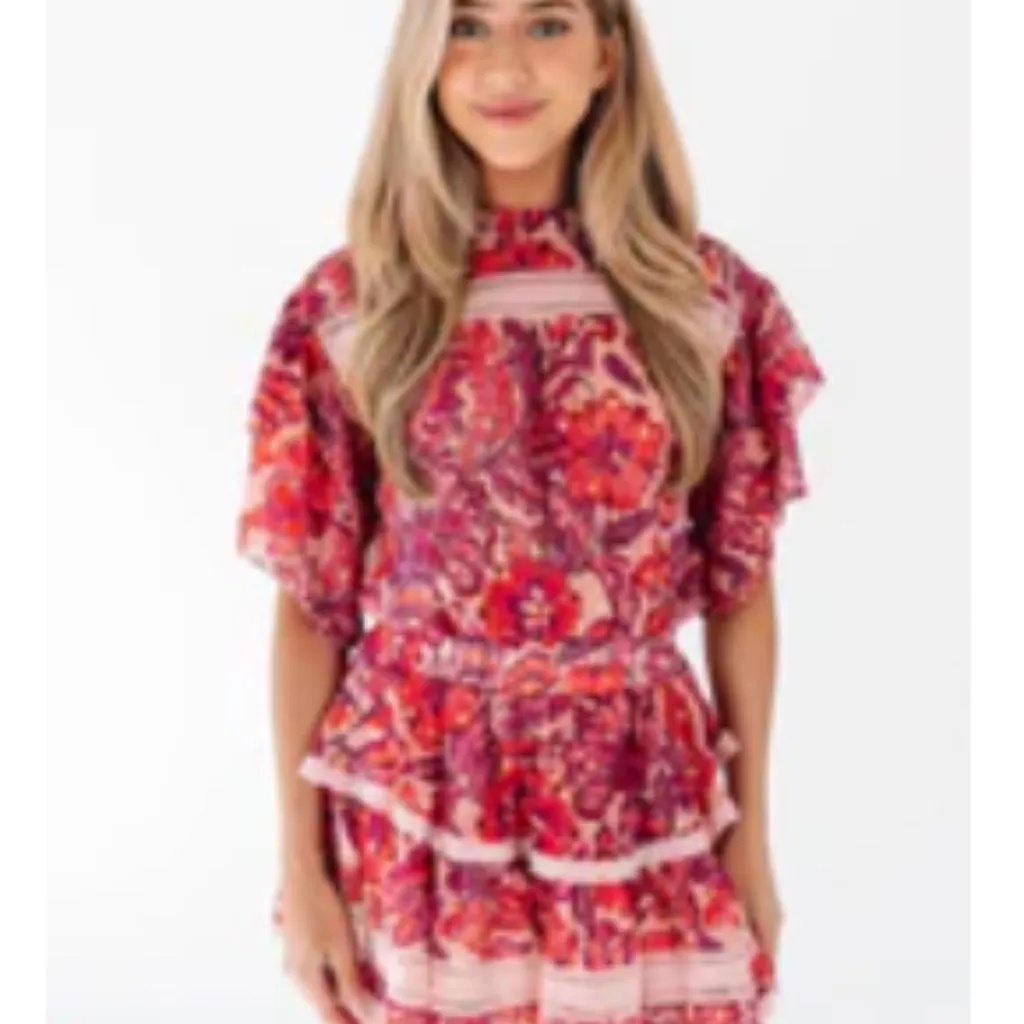 Olivaceous Vibrant Pink Floral Blouse - Image 5