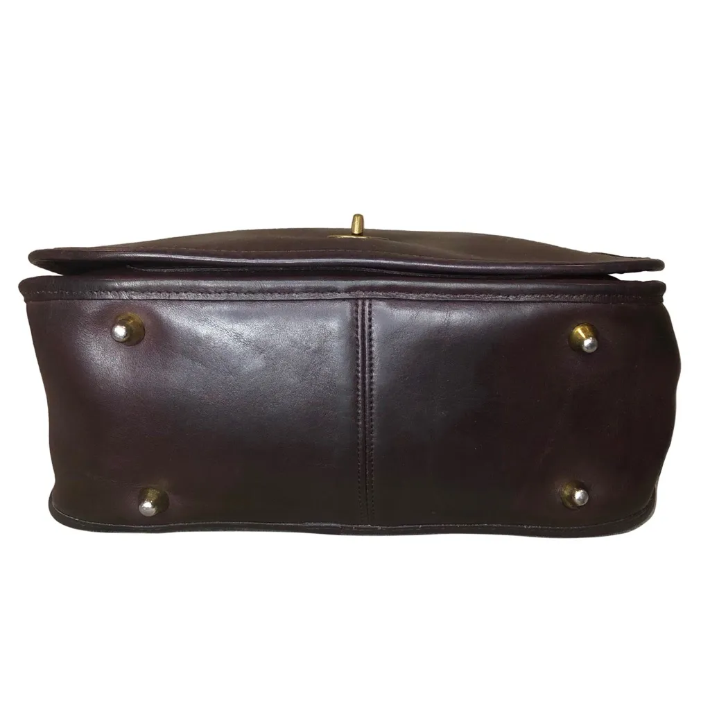 Vintage COACH Stewardess Mahogany Glove Tanned Turn Lock Bag NYC USA COA 9525 - Image 8