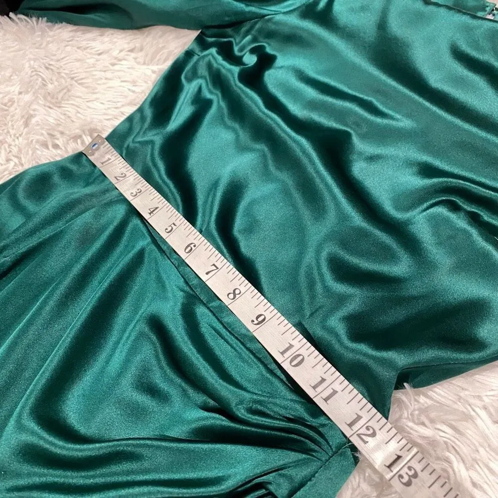 Reformation Cassis Silk Midi Dress in Emerald Green Size 2 - Image 4