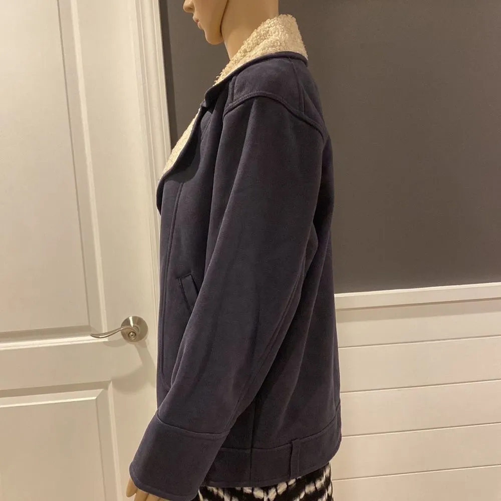 7 For All Mankind Faux Suede and Shearling Moto Jacket Boxy Oversized size S - Image 7