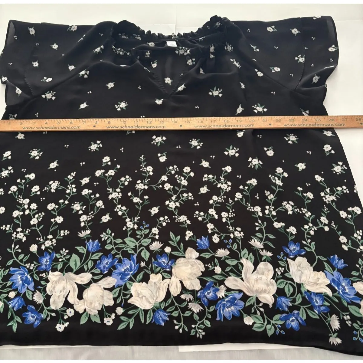 Old Navy Top XXL Black Floral Flutter Sleeve Lightweight Whimsigoth Fairy - Image 11