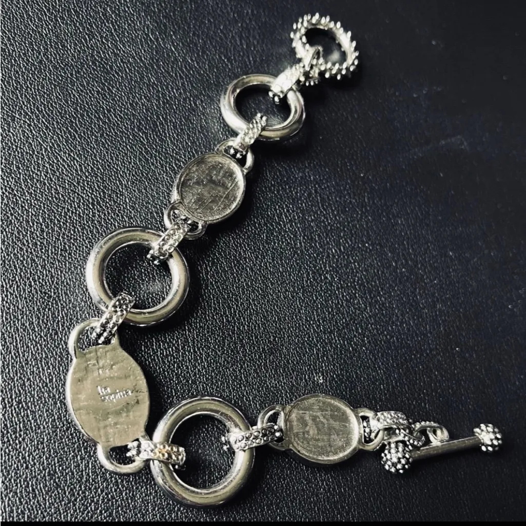 Lia Sophia Epiphany Abalone and Purple Cut Crystals Silver Tone Bracelet - Image 4