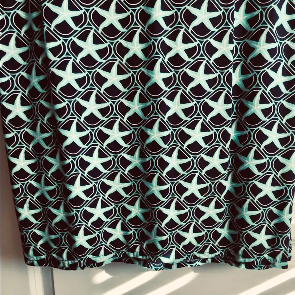 Escapada Living Sz SMALL Blue 3/4 Sleeve Starfish Print Tunic dress Rayon - Image 8