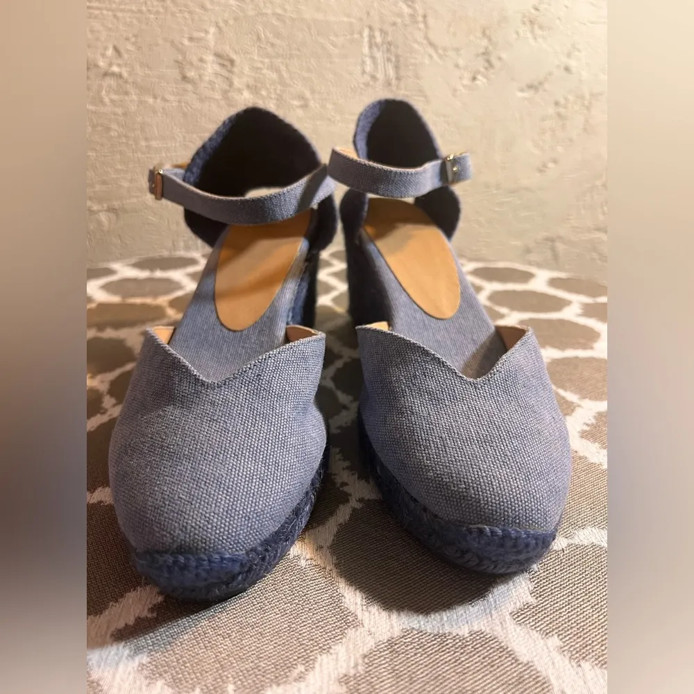 Castaner Blue Denim Espadrille Wedge Shoes made in Spain summer business casual Size 7 - Image 10