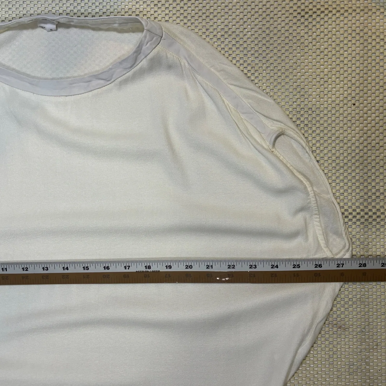 Helmut Lang Women's White Tunic Top Textured Fabric Leather Detail Size S - Image 7