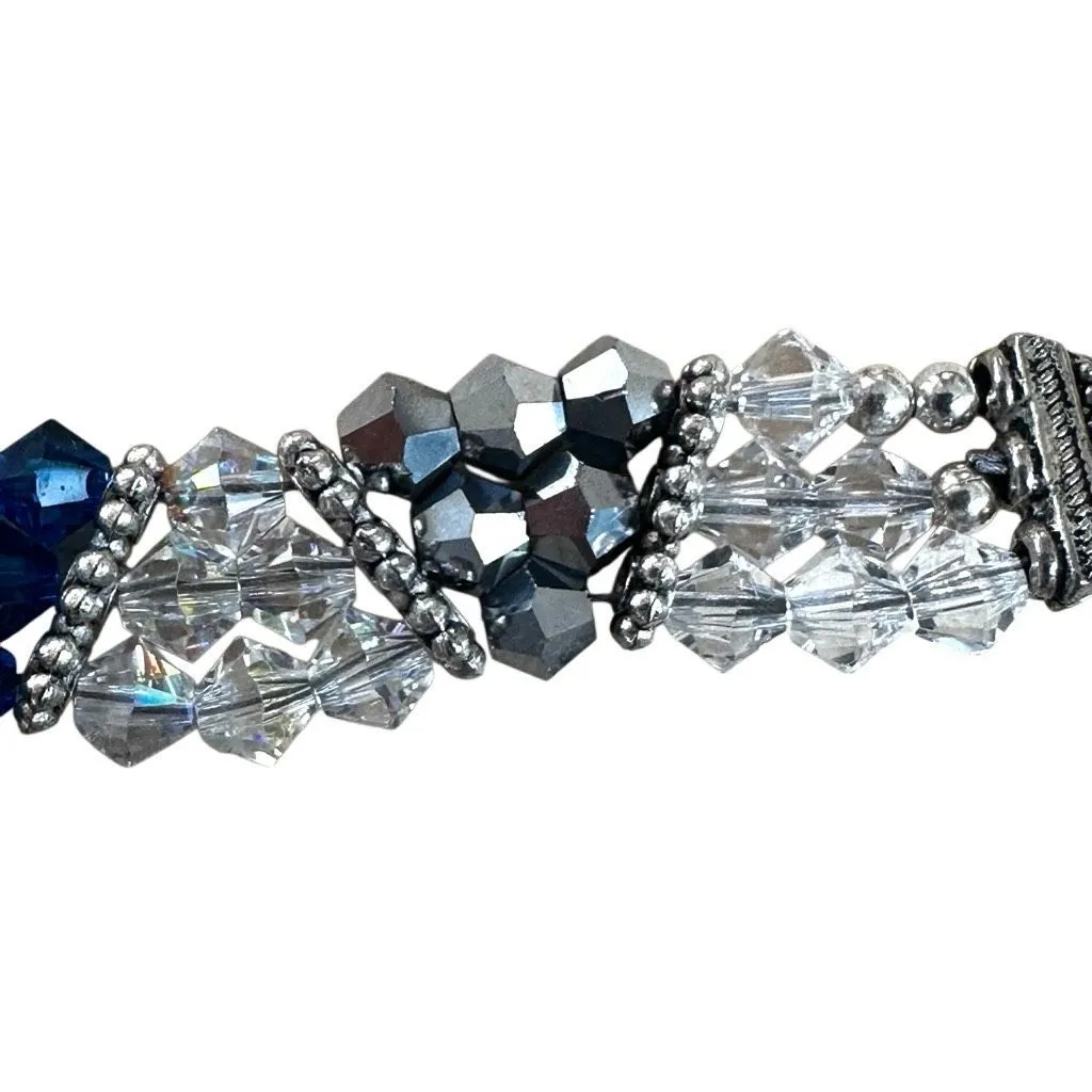 Sterling Clasp Crystal & Beaded Bracelet Silver - Image 12