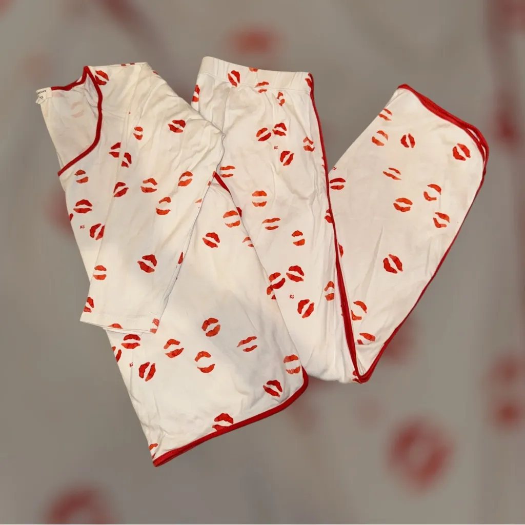 LAKE pajamas and Kate Schelter Kiss Print Pajama White - Image 2