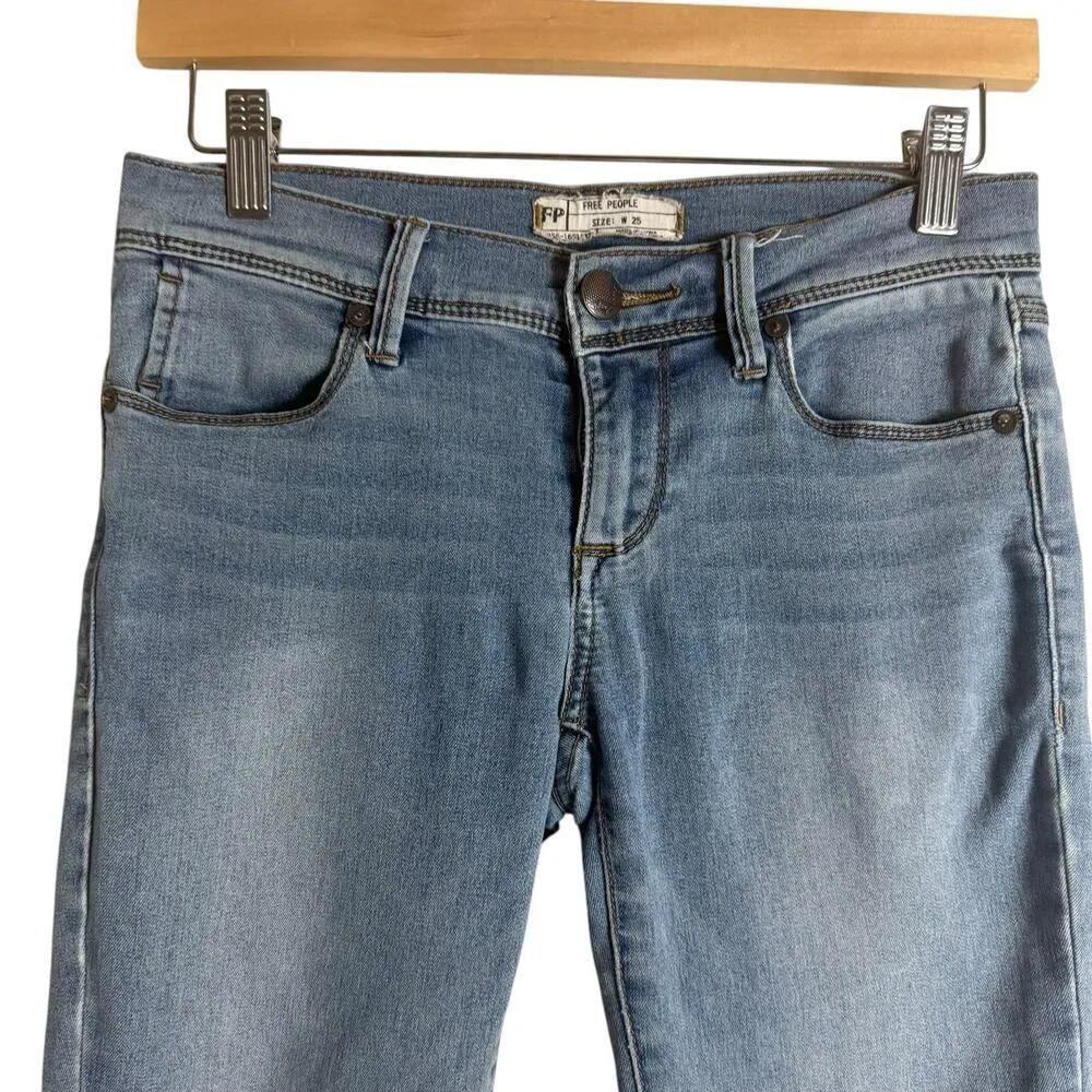Free People Low Rise Stretch Denim Blue Light Wash Skinny Jeans Size 25 - Image 2
