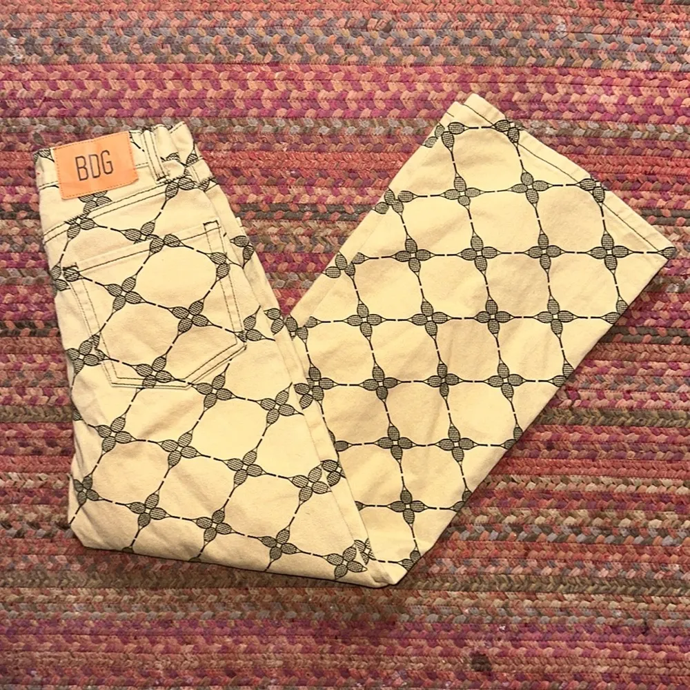 BDG TAN TENNIS RACQUET PRINT WIDE LEG JEANS PREPPY COUNTRY CLUB - Image 2