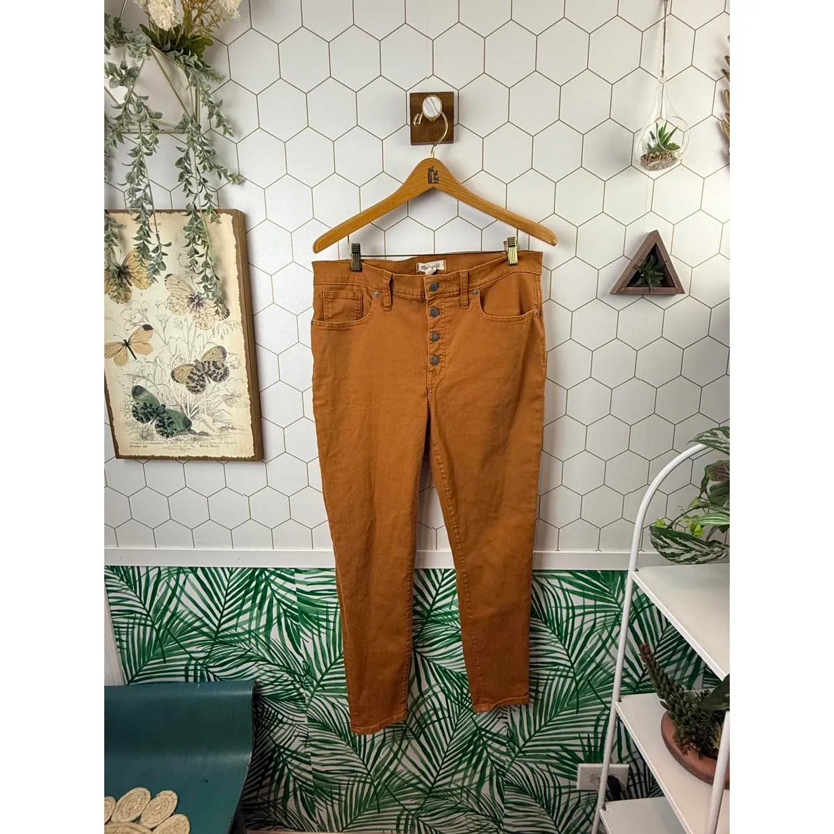 Madewell 9" Mid-Rise Skinny Jeans Button-Front Edition Rust Orange - Size - 31 - Image 3