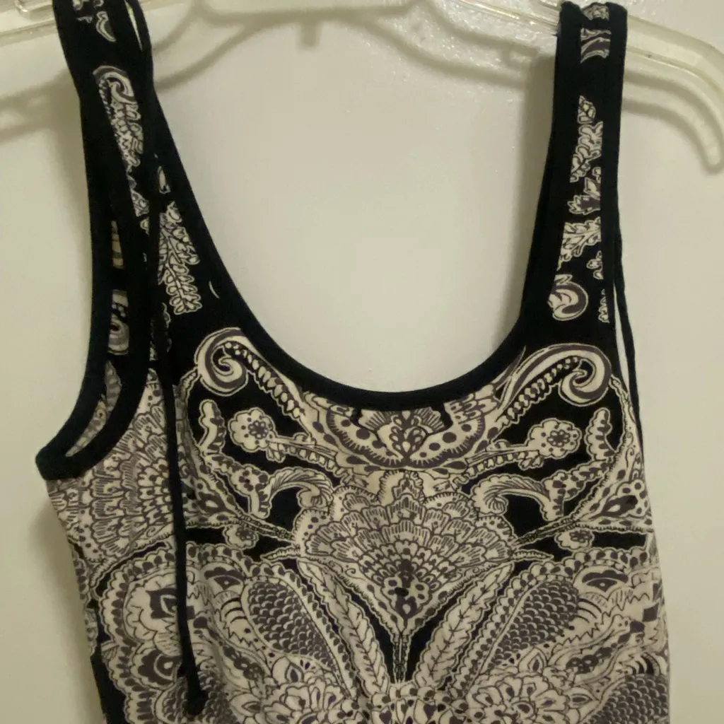 Billabong Womens Maxi Tank Dress M Medium Black & Cream Ivory Boho Bohemian - Image 2