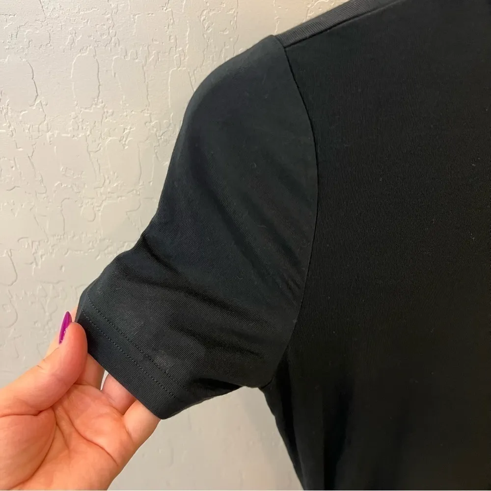 Venus bodycon midi Tshirt dress in black, side ruching, short sleeve, NWOT, XS - Image 7