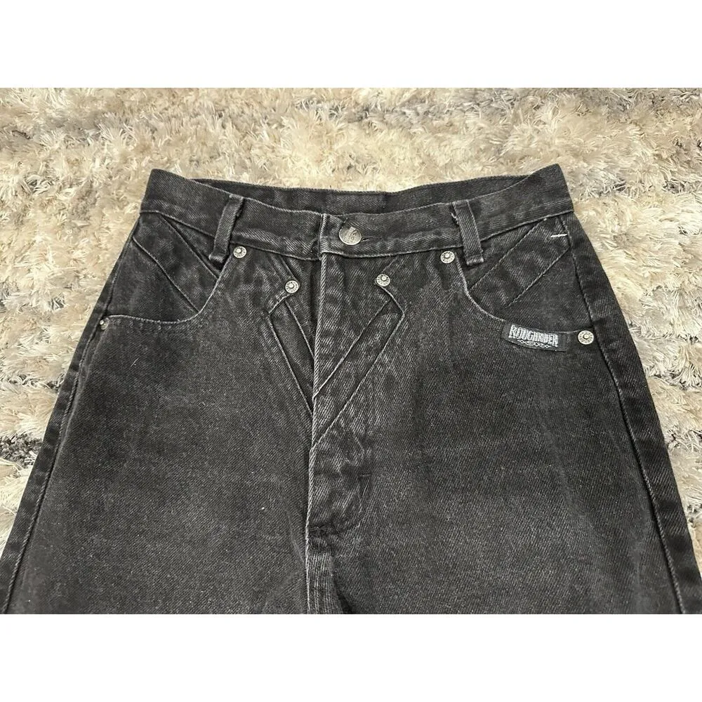 Vintage 80s RoughRider by Circle T High Rise Straight Leg Jeans Size 7/8 Black - Image 3