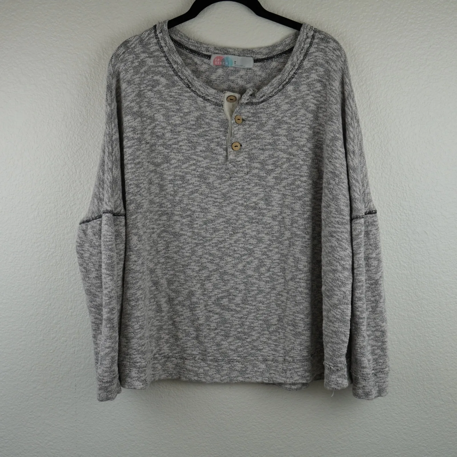 FP Free People Sleep To Dream Knit Top Alabaster Henley Button Up Top M - Image 2