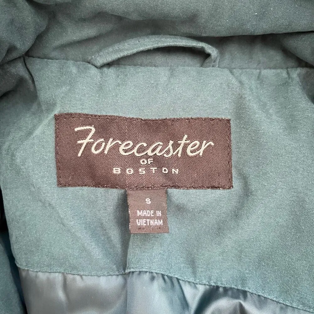Forecaster of Boston Vintage Puffer‎ Coat Jacket Removable Hood Full Zip Teal, S Green - Image 3