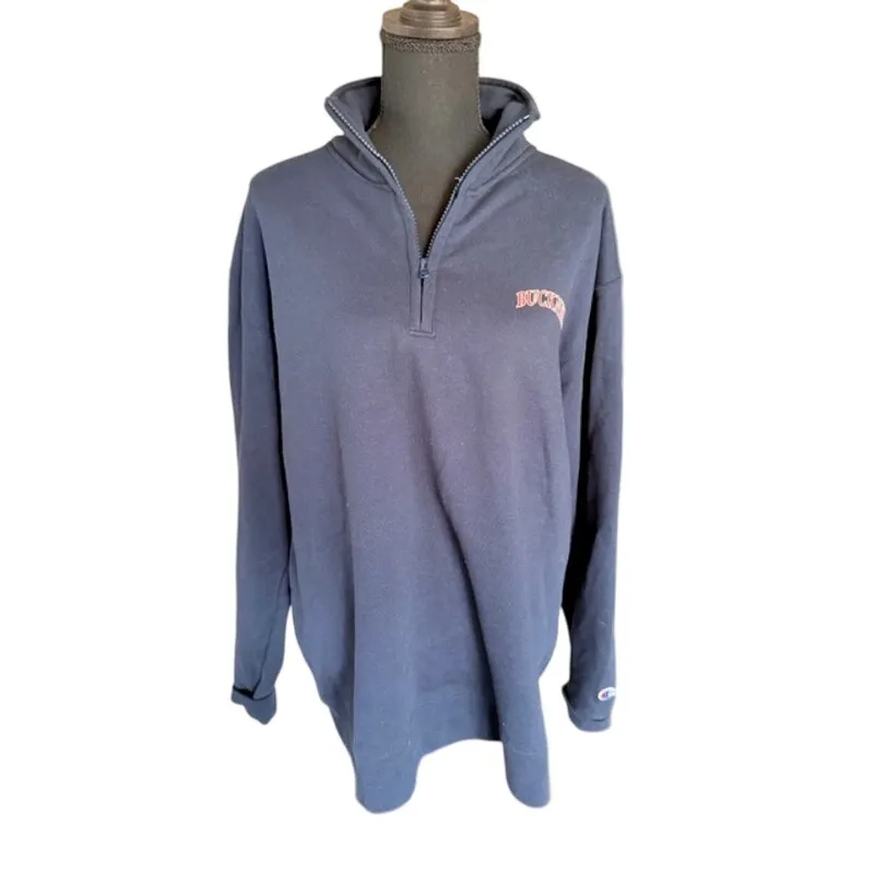 Champion Bucknell Quarter-Zip Navy Sweatshirt Size Large - Image 2