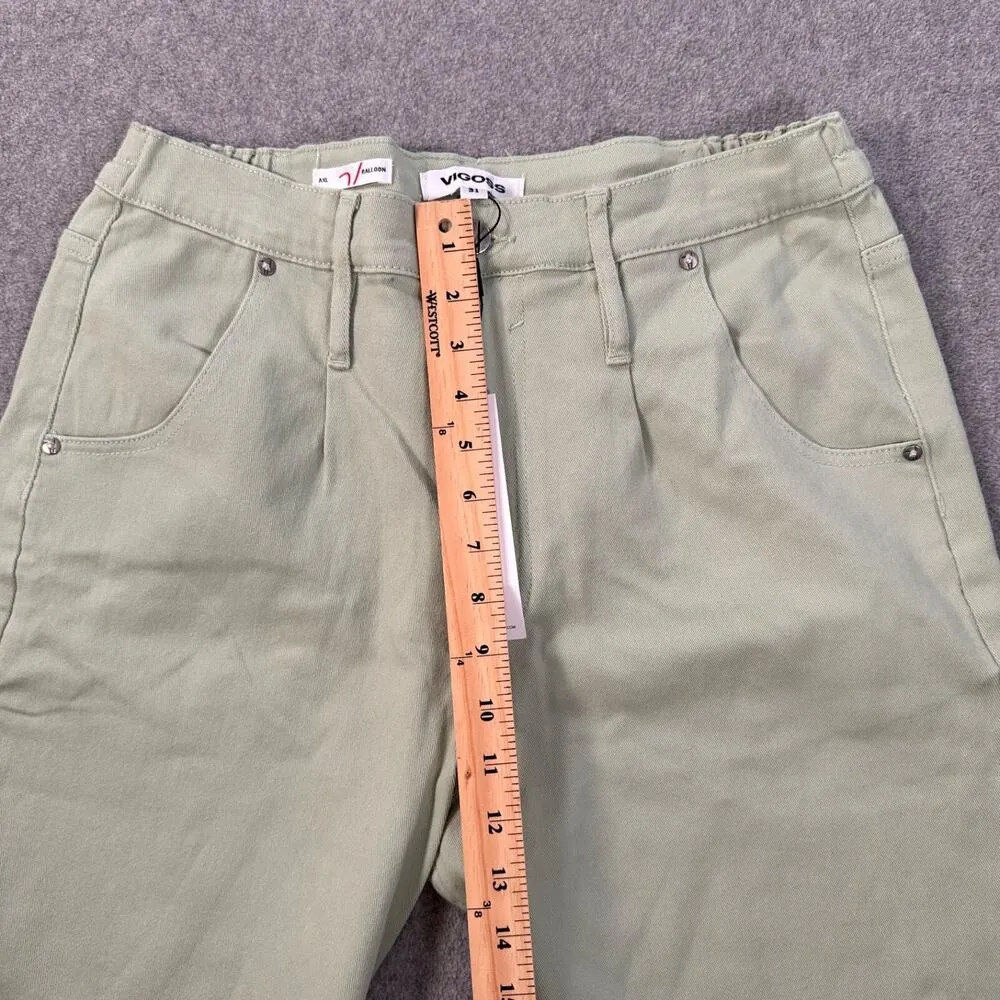 Vigoss Axl Balloon Leg Jeans Womens 31 Green Denim High Rise Stretch Pleated New - Image 5