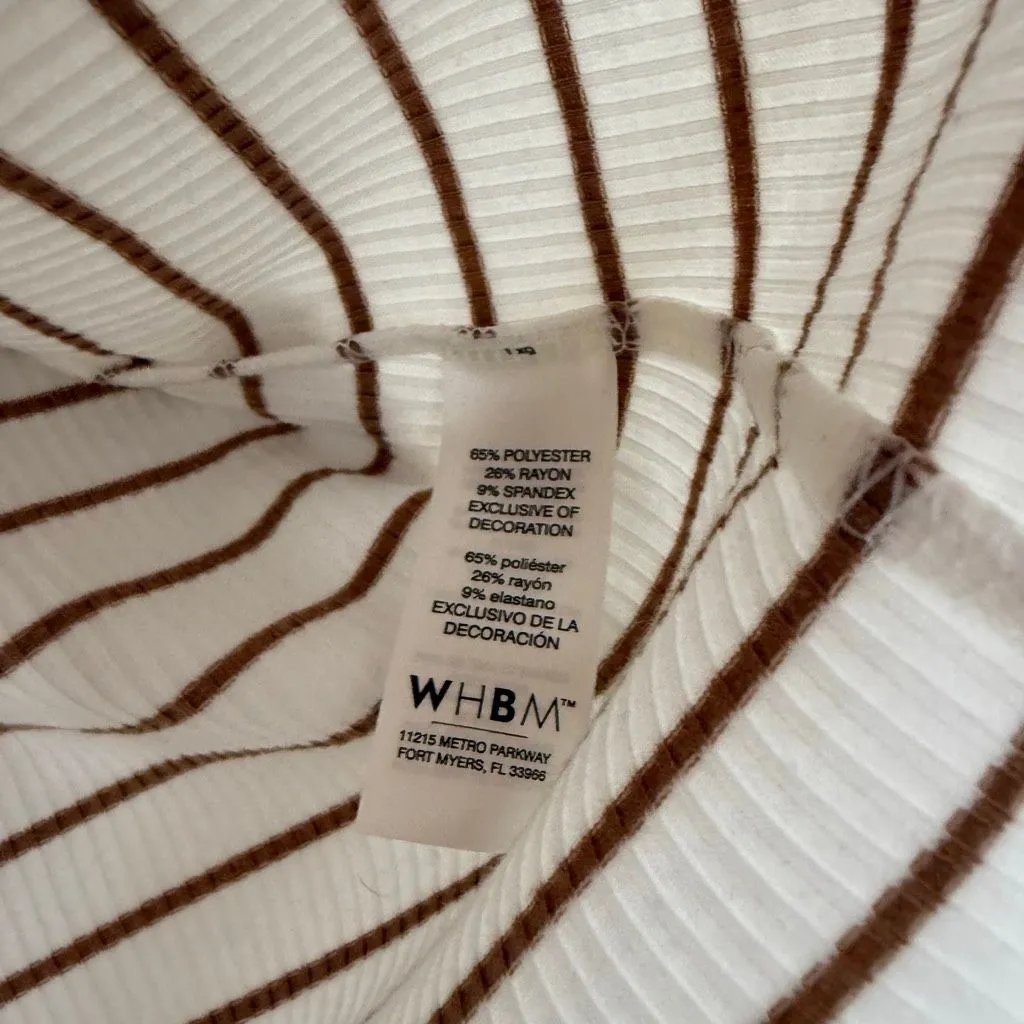 White House Black Market Women’s Small Brown White Ribbed Longsleeve - Image 3