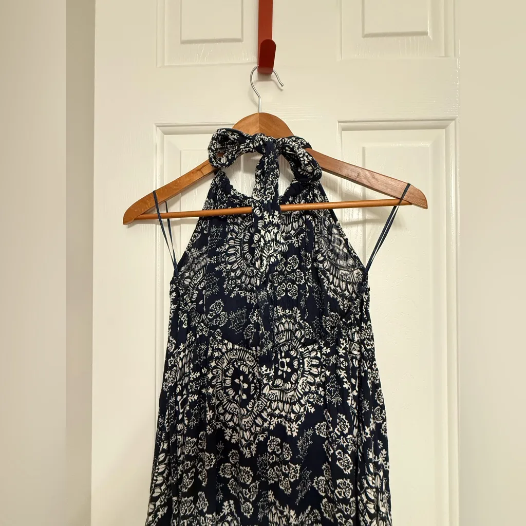 Elan Navy and White Patterned Dress OS - Image 4