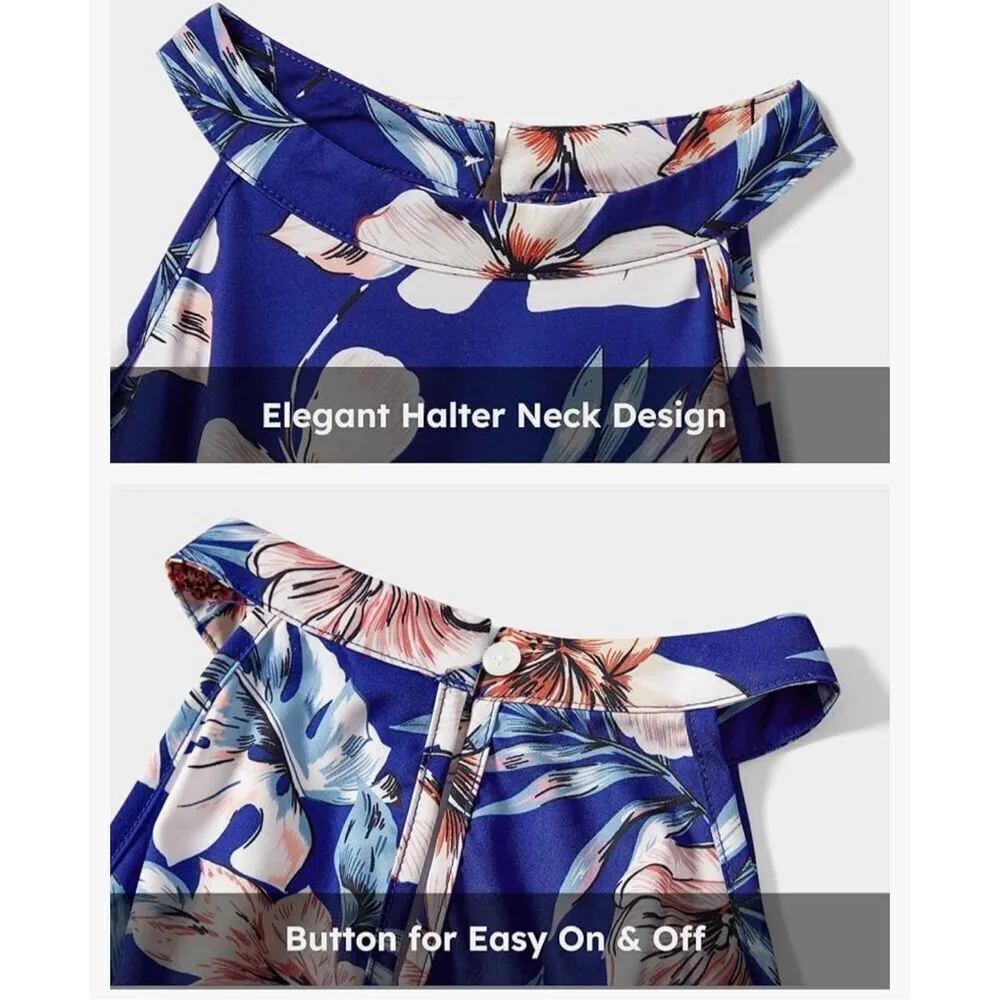 NEW PATPAT Caribbean Vacation Tropical Halter Sundress M Blue Size M - Image 2