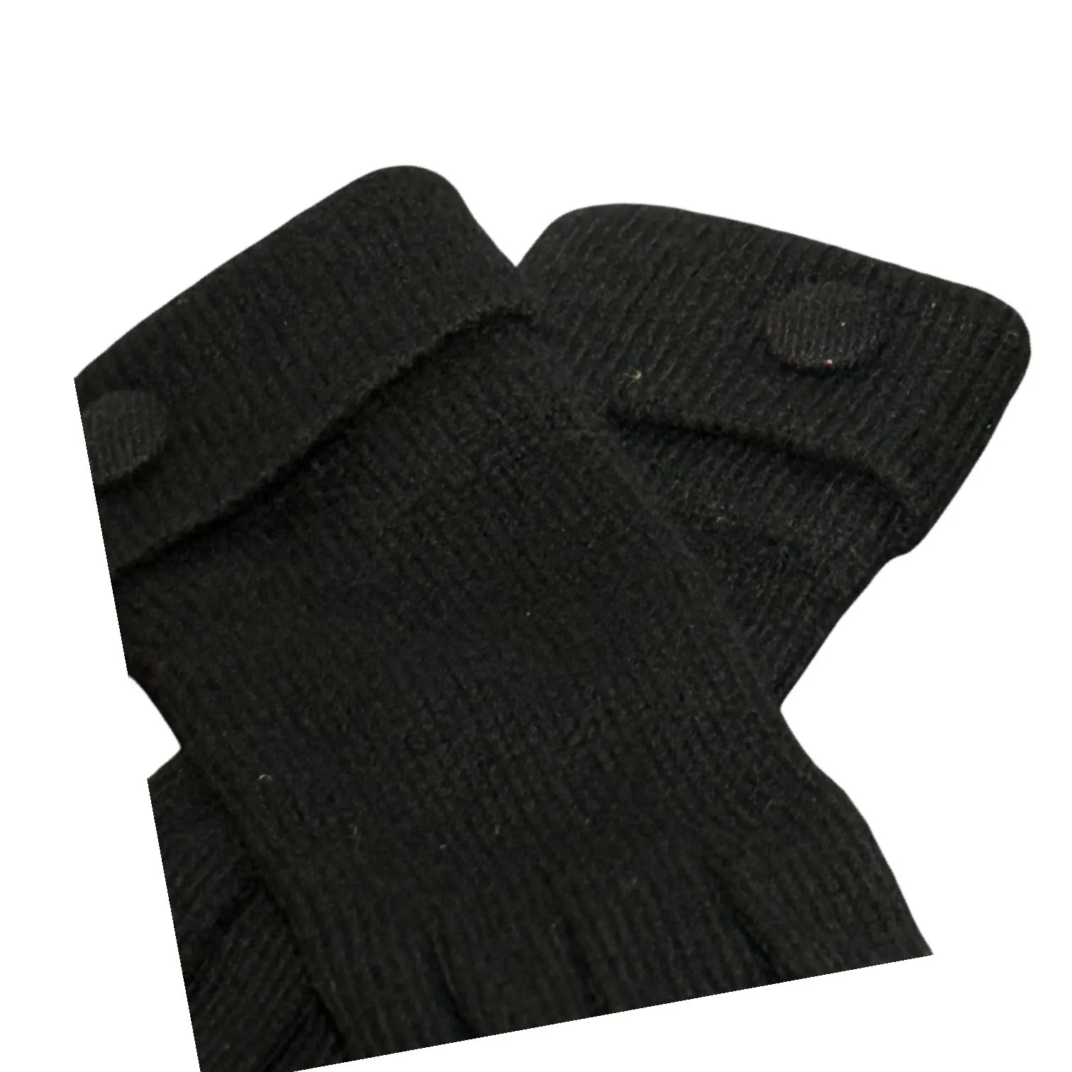 Vintage ARIS Black Knit Gloves Button Cuff Women's One Size - Image 3