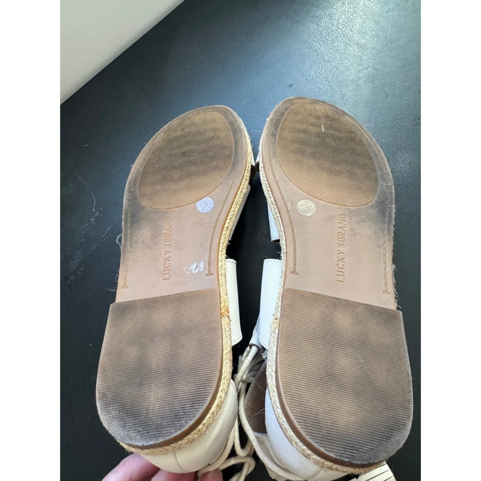 Lucky Brand Womens Leather White Lace Up Tassle Gladiator Sandals sz 8 Boho Chic - Image 9