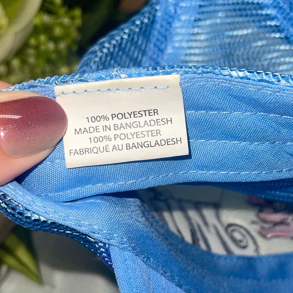 N MI Trucker Hat Adjustable Mesh Cap Pink Bear Festival Style Blue - Image 5