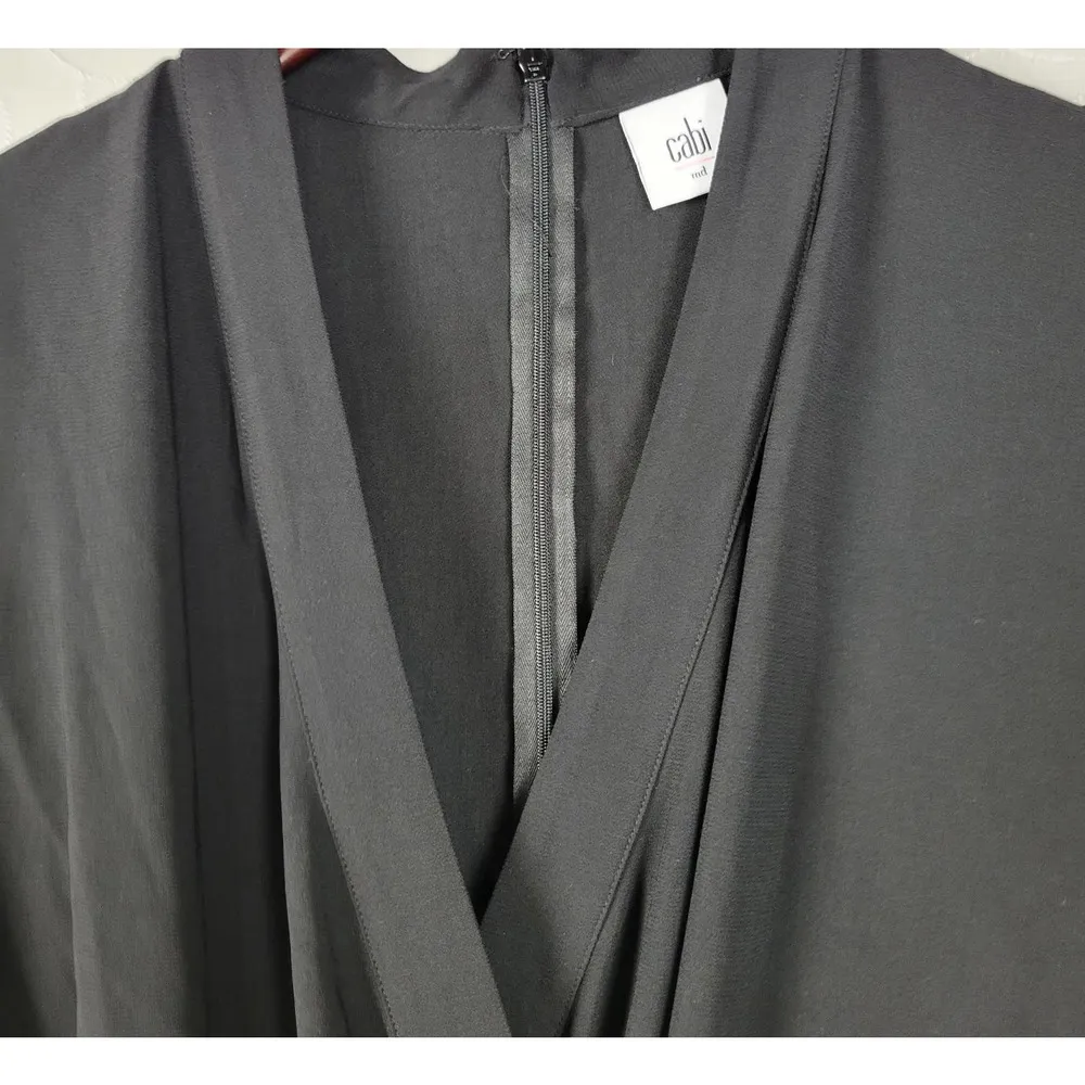 Cabi Casey Limited Edition Womens Jumpsuit Sz M Black Faux Wrap Business Casual - Image 6
