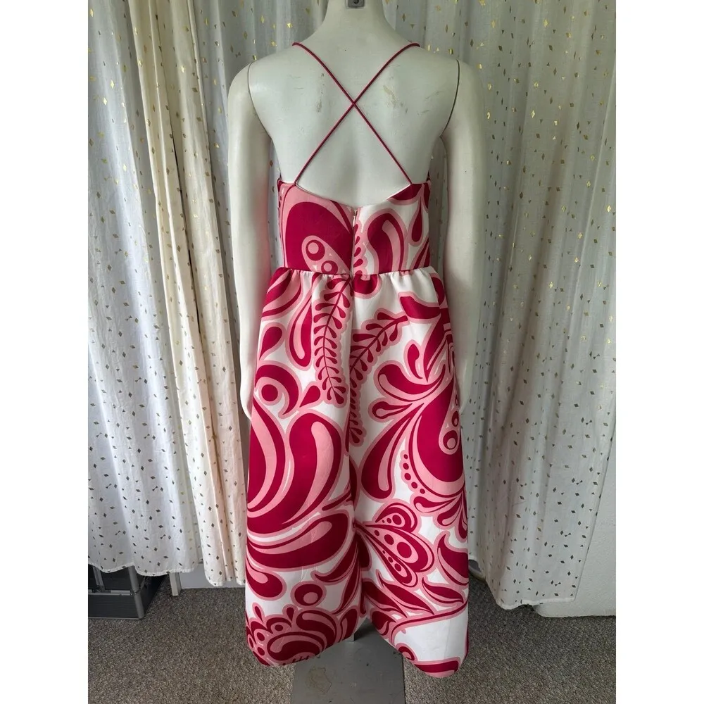 ASOS DESIGN Cupped Corset Bodice Retro Oversized Paisley Midi Prom Scuba Dress 8 - Image 5