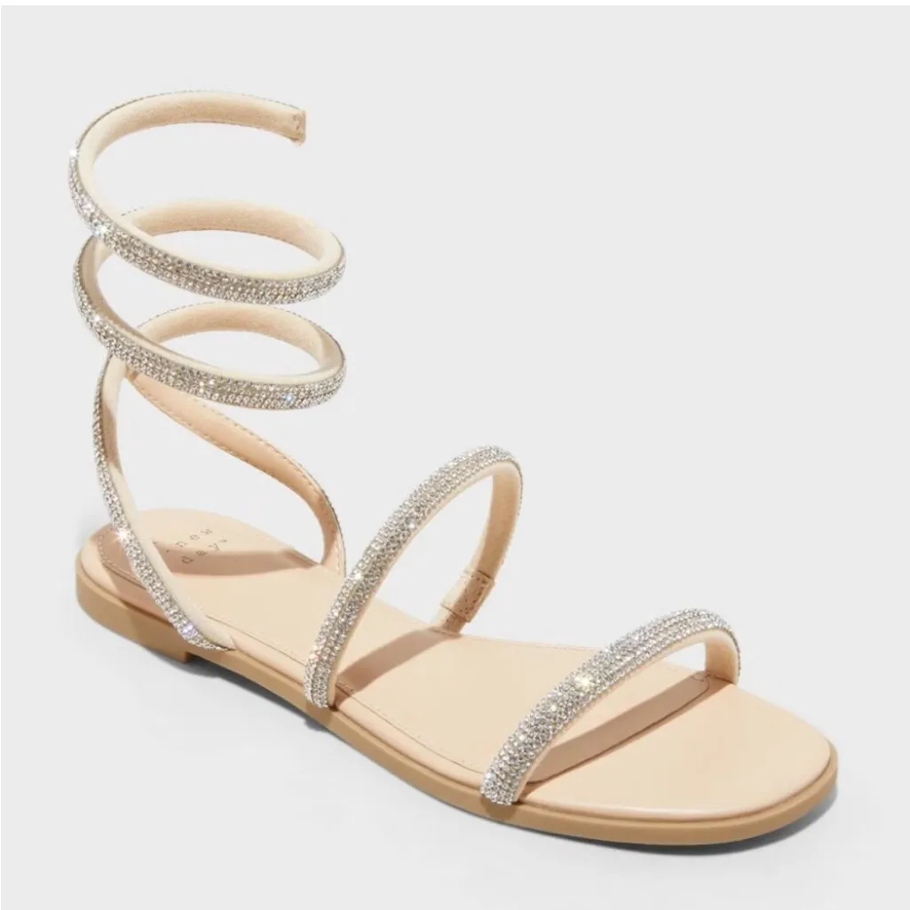 A new day silver Althea ankle wrap embellished sandals - Image 2