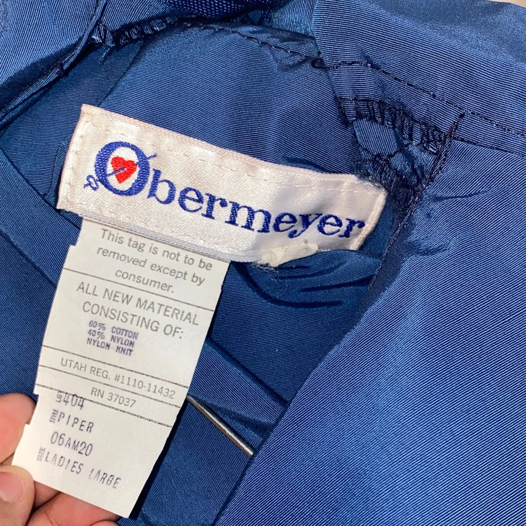 Blue Pullover with Red and Yellow Striped Hem Size L - Image 11