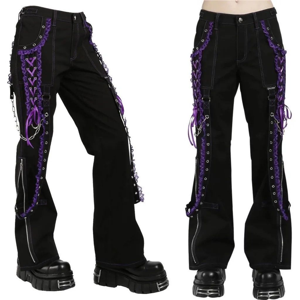 Tripp NYC Dark Street Lolita Gothic Lace Corset Pants Black Purple 29 NWT - Image 2